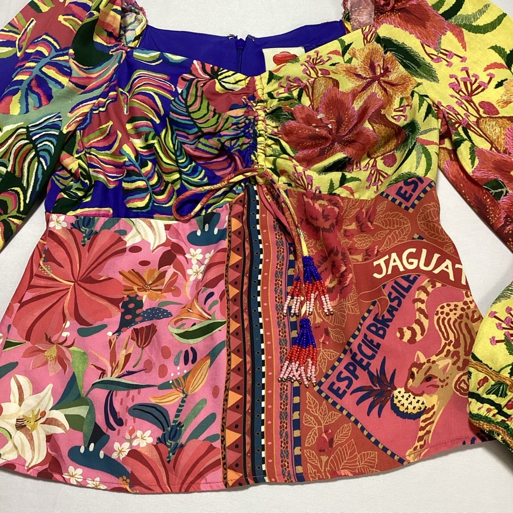 FARM Rio Multicolor Tropical Floral Long-Sleeve Blouse - Picture 5 of 13